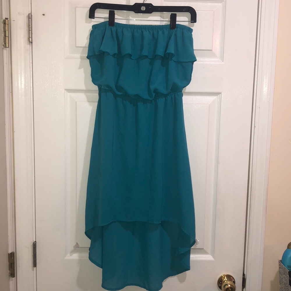 Turquoise high low dress